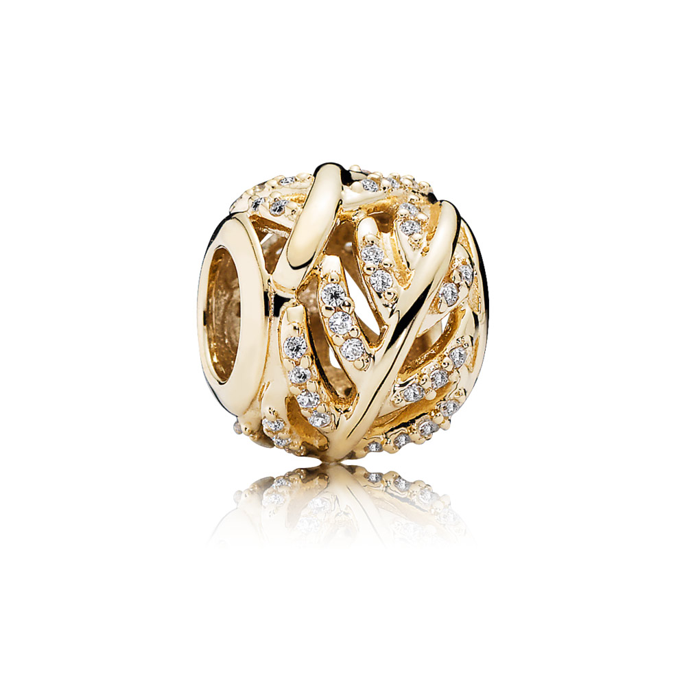 PANDORA Feather Gold Bedel With Cubic Zirconia - 750831CZ