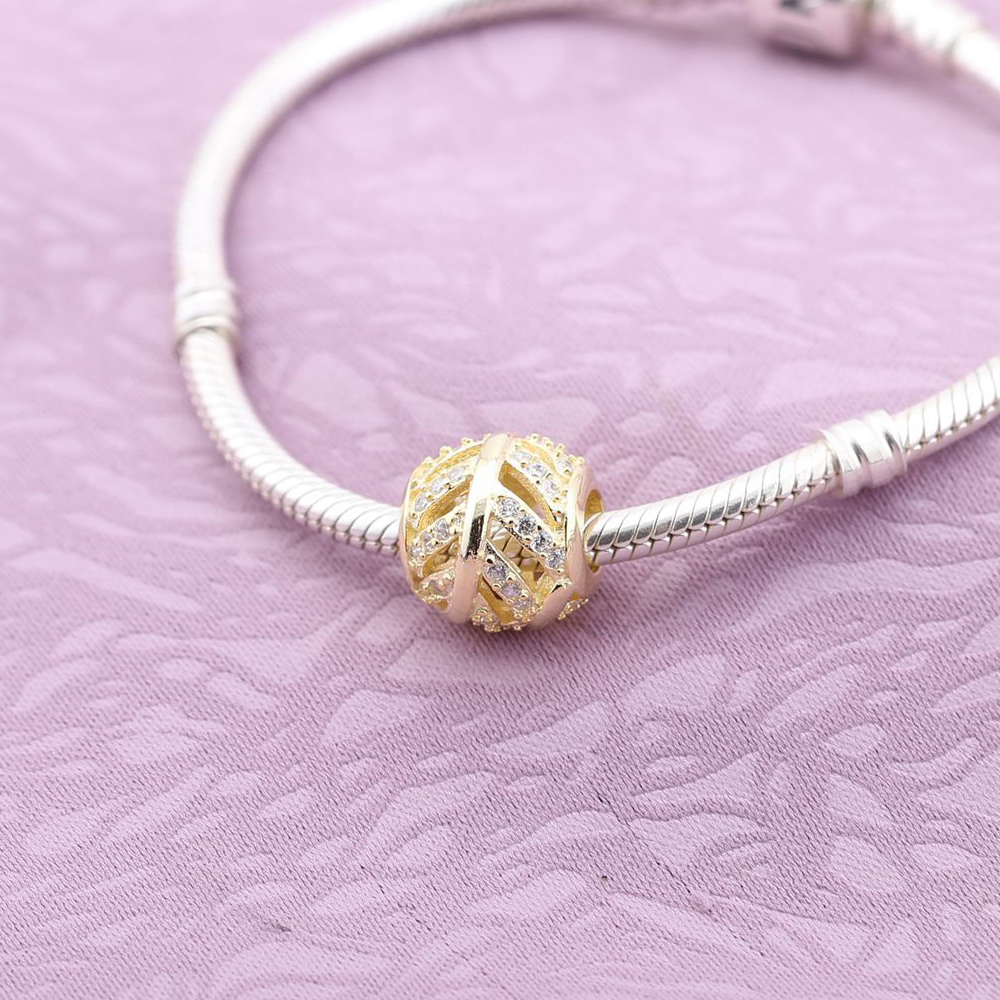 PANDORA Feather Gold Bedel With Cubic Zirconia - 750831CZ