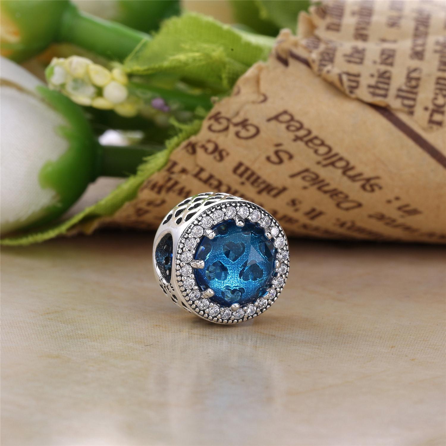 PANDORA Glacier Blue Radiant Hearts Bedel - 791725Ngl