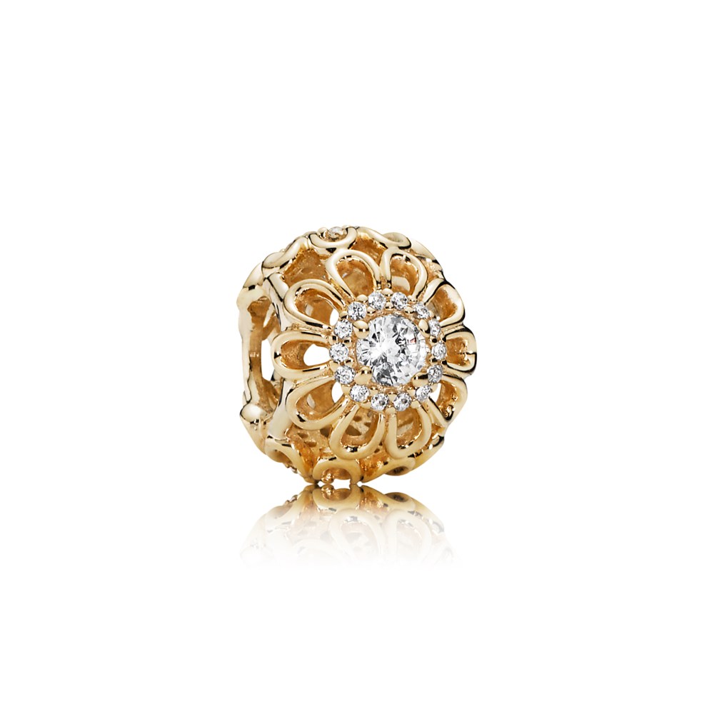 Pandora Gouden & Zilveren Bloemen Schittering Bedel 750836CZ