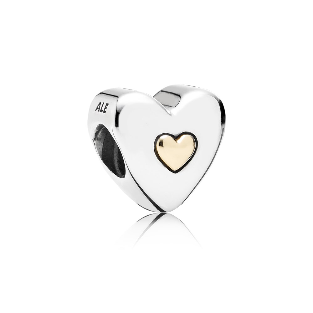 PANDORA Happy Anniversary Heart Silver Bedel With 14K Heart - 791290