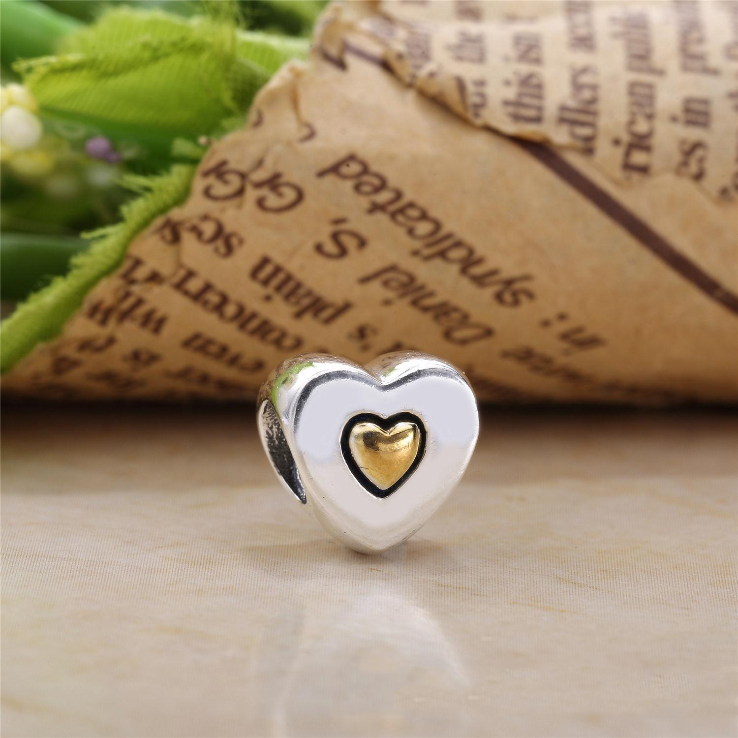 PANDORA Happy Anniversary Heart Silver Bedel With 14K Heart - 791290