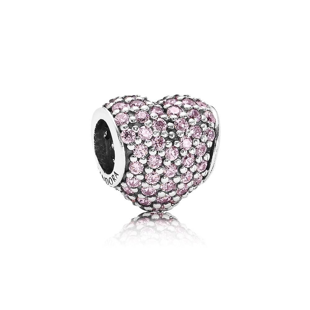 PANDORA Heart Pave Silver Bedel With Pink Cubic Zirconia - 791052PCZ