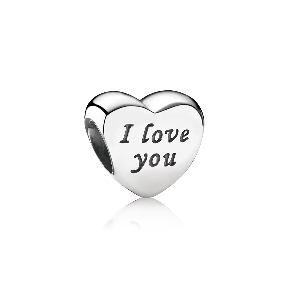 PANDORA Heart Silver Bedel With Engraving I Love You - 791422