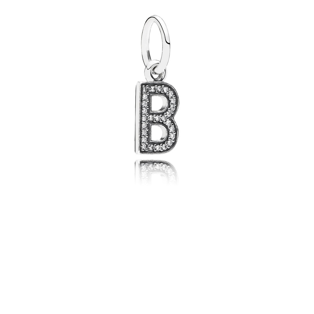 PANDORA Letter B Silver Dangle With Cubic Zirconia - 791314CZ