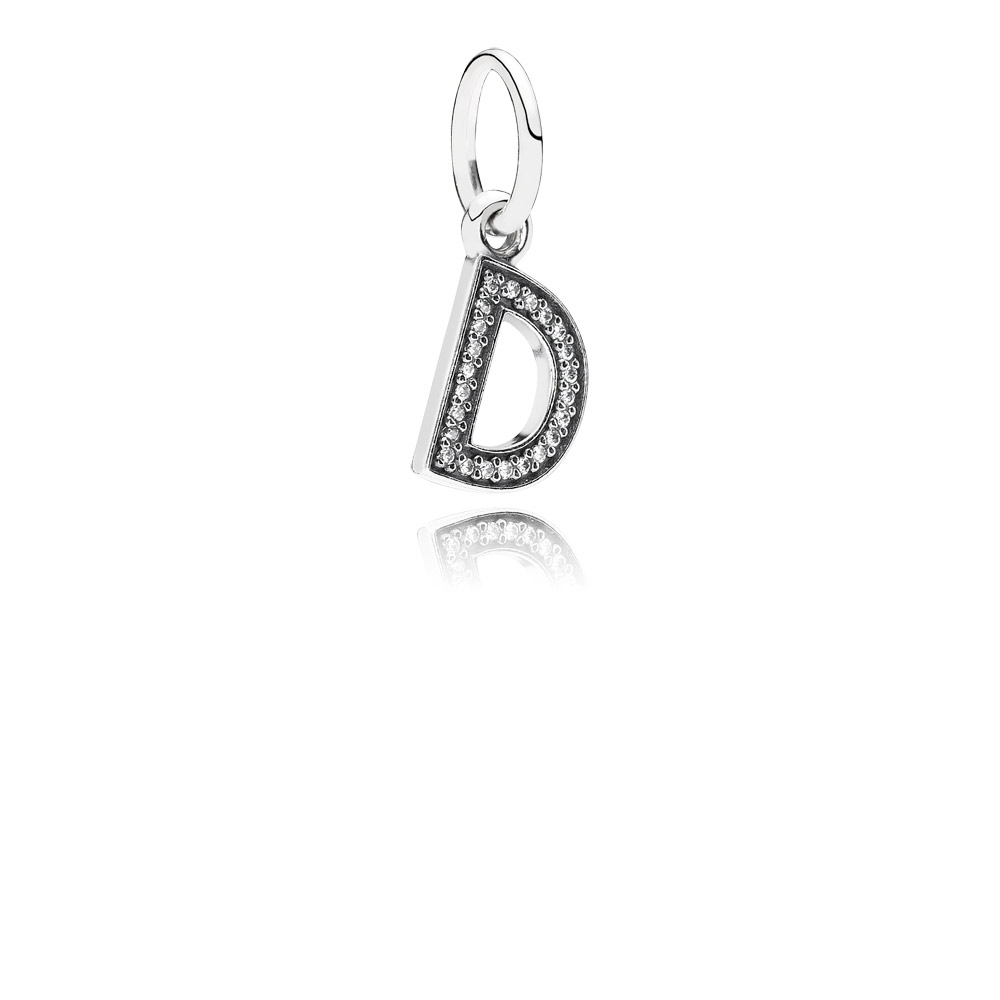 PANDORA Letter D Silver Dangle With Cubic Zirconia - 791316CZ