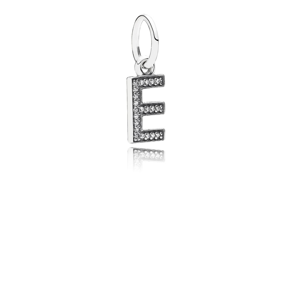 PANDORA Letter E Silver Dangle With Cubic Zirconia - 791317CZ