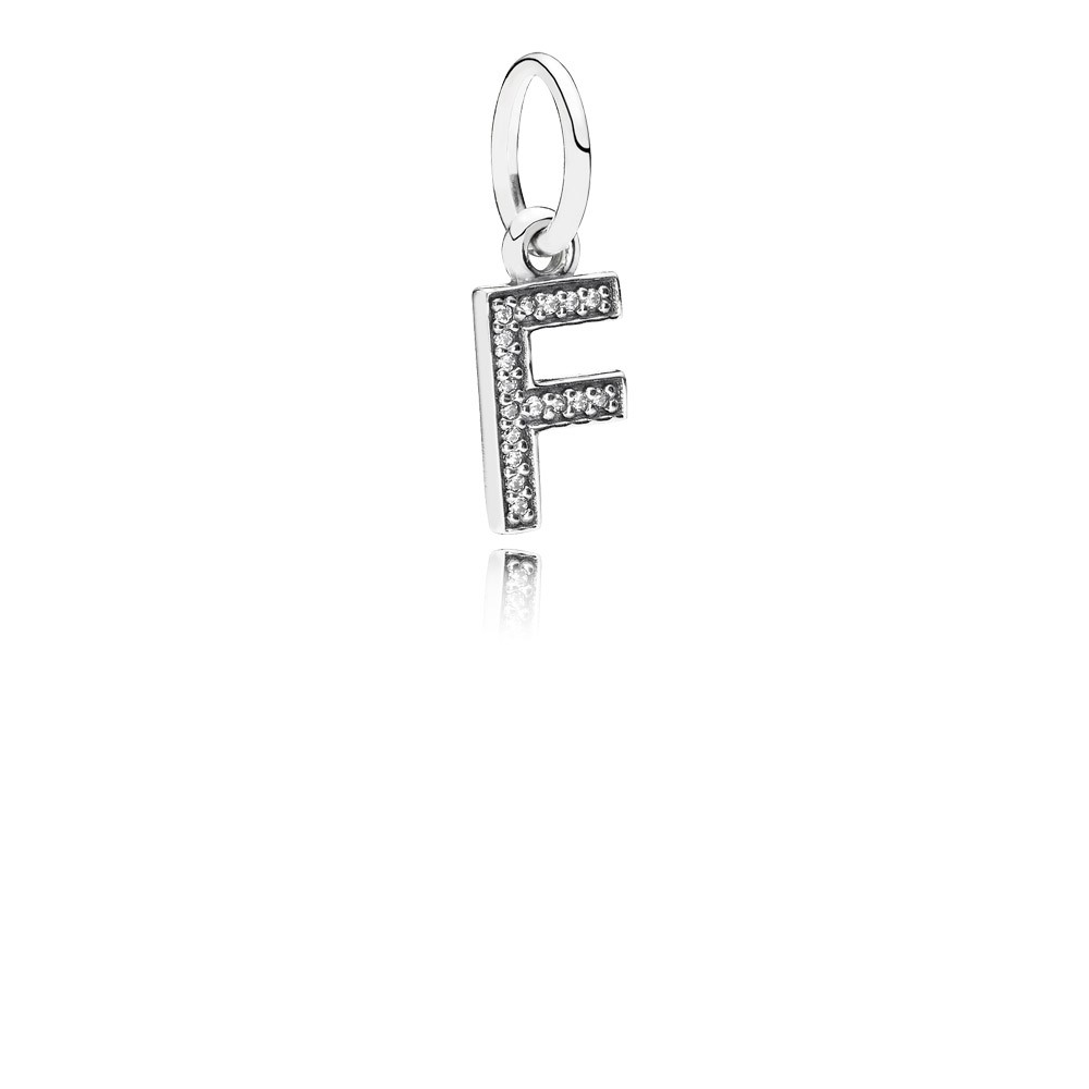 PANDORA Letter F Silver Dangle With Cubic Zirconia - 791318CZ