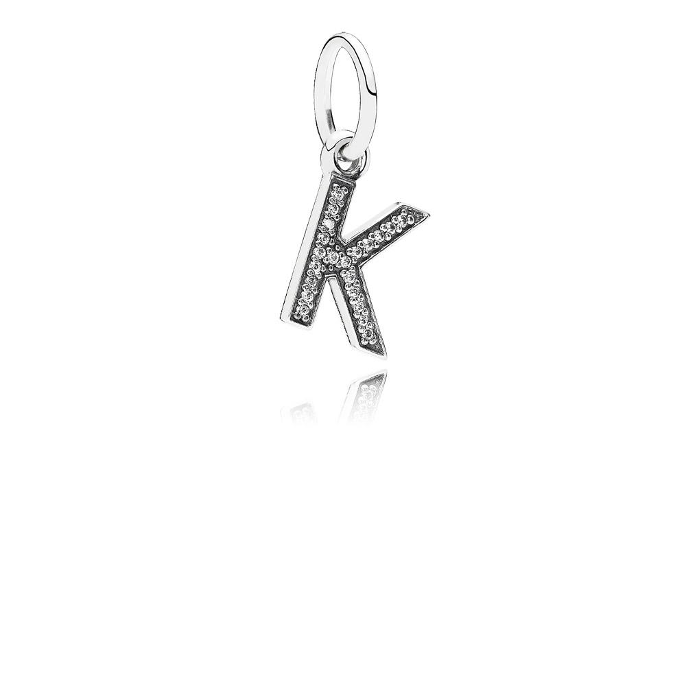 PANDORA Letter K Silver Dangle With Cubic Zirconia - 791323CZ