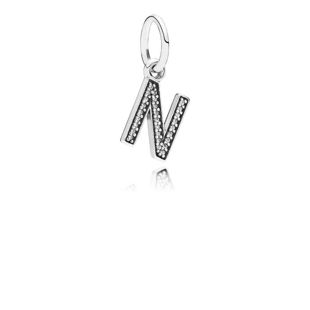 PANDORA Letter N Silver Dangle With Cubic Zirconia - 791326CZ