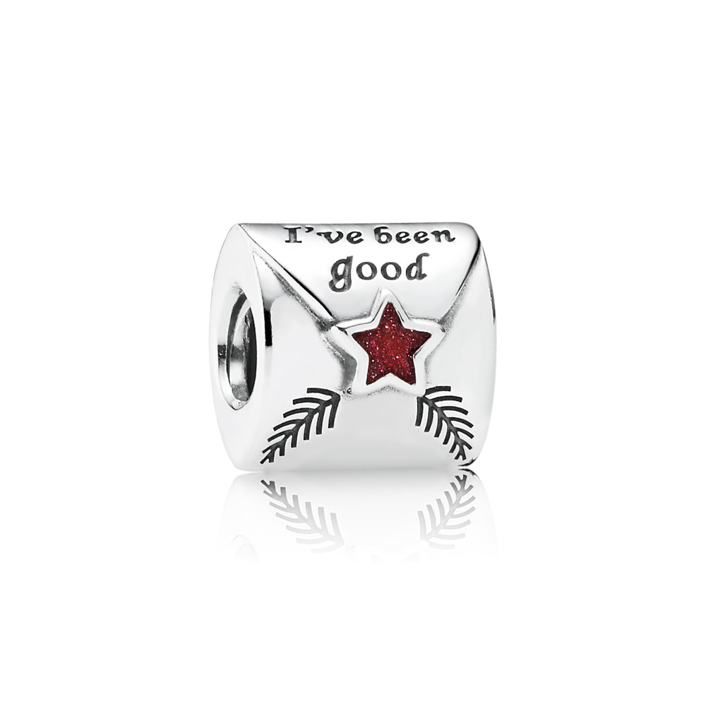 PANDORA Letter To Santa Silver Bedel With Red Enamel - 791390En58