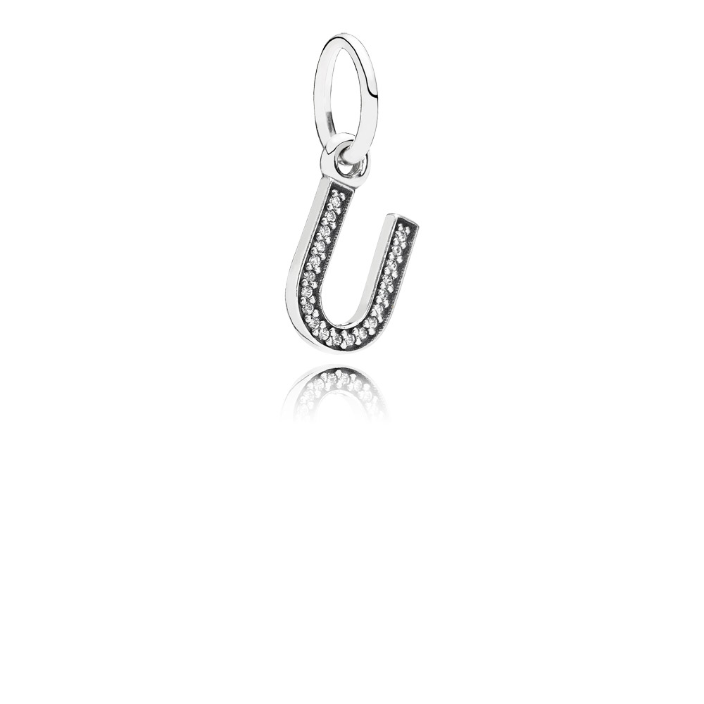 PANDORA Letter U Silver Dangle With Cubic Zirconia - 791333CZ