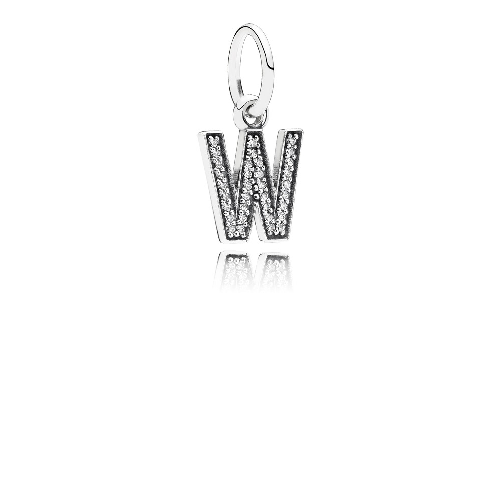 PANDORA Letter W Silver Dangle With Cubic Zirconia - 791335CZ