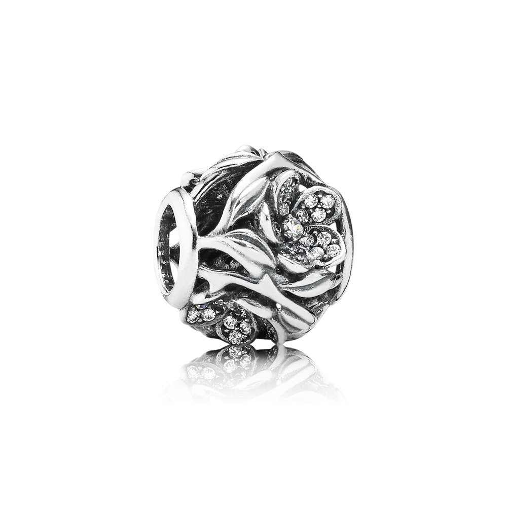 PANDORA Openwork Floral Silver Bedel With Pave-Set Cubic Zirconia - 791419CZ