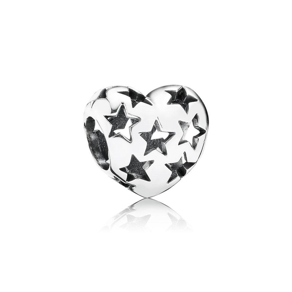 PANDORA Openwork Heart Silver Bedel With Cut-Out Stars - 791393