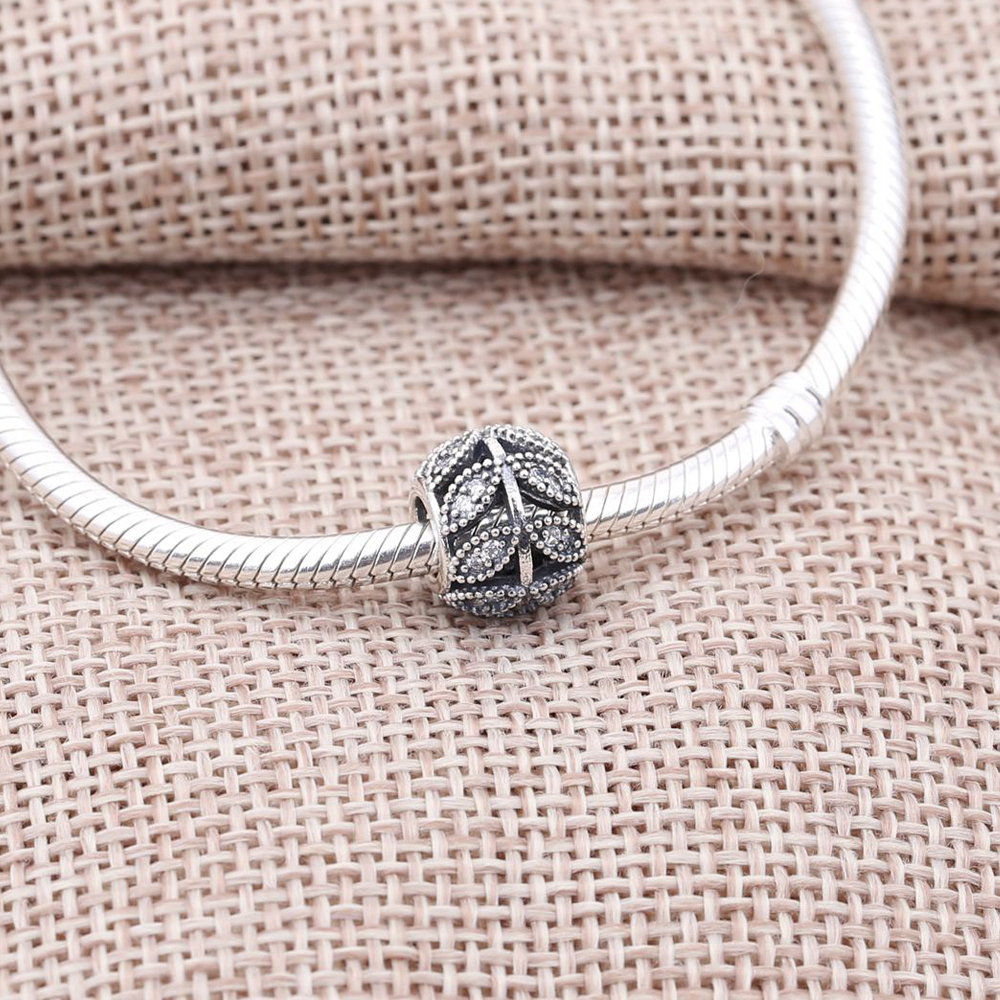 PANDORA Openwork Leaves Silver Bedel With Cubic Zirconia - 791380CZ