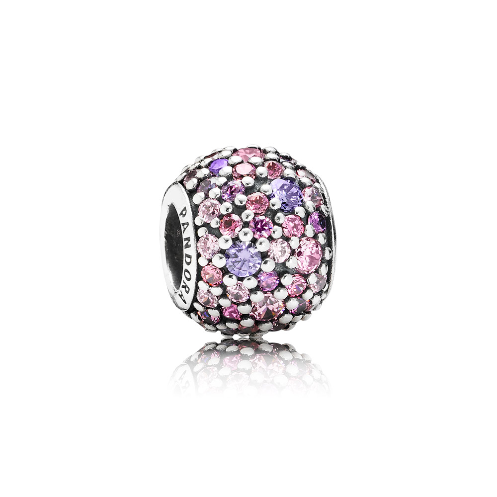 PANDORA Pave Silver Bedel With Mixed Shades Of Pink And Purple Cubic Zirconia - 791261ACZmx