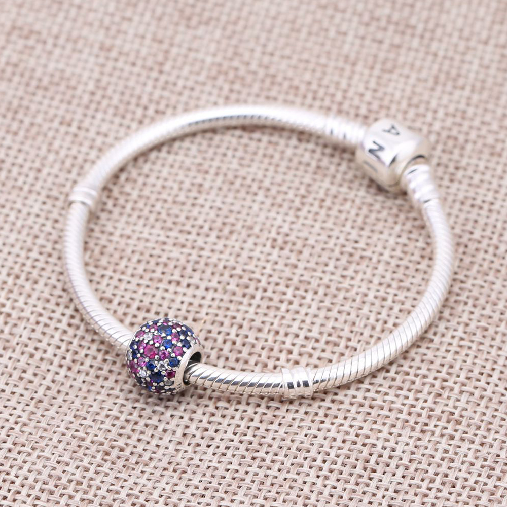 PANDORA Pave Silver Bedel With Mixed Shades Of Pink And Purple Cubic Zirconia - 791261ACZmx