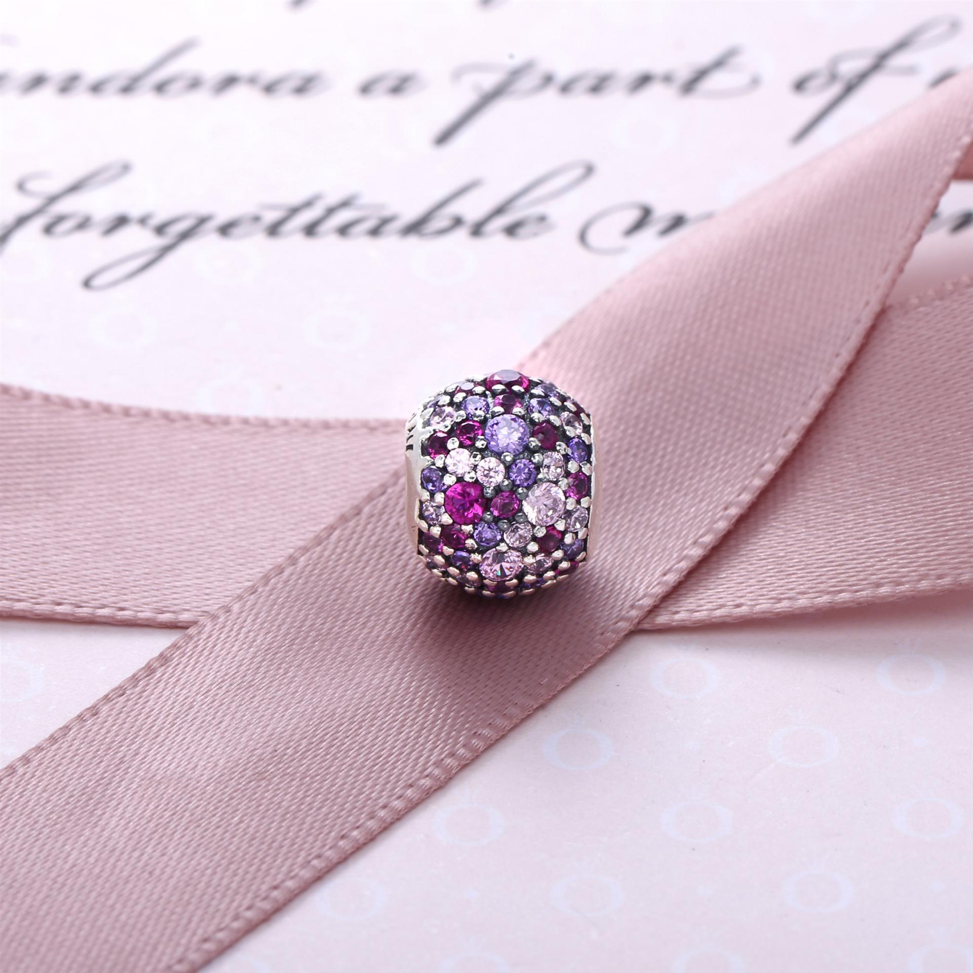 PANDORA Pave Silver Bedel With Mixed Shades Of Pink And Purple Cubic Zirconia - 791261ACZmx