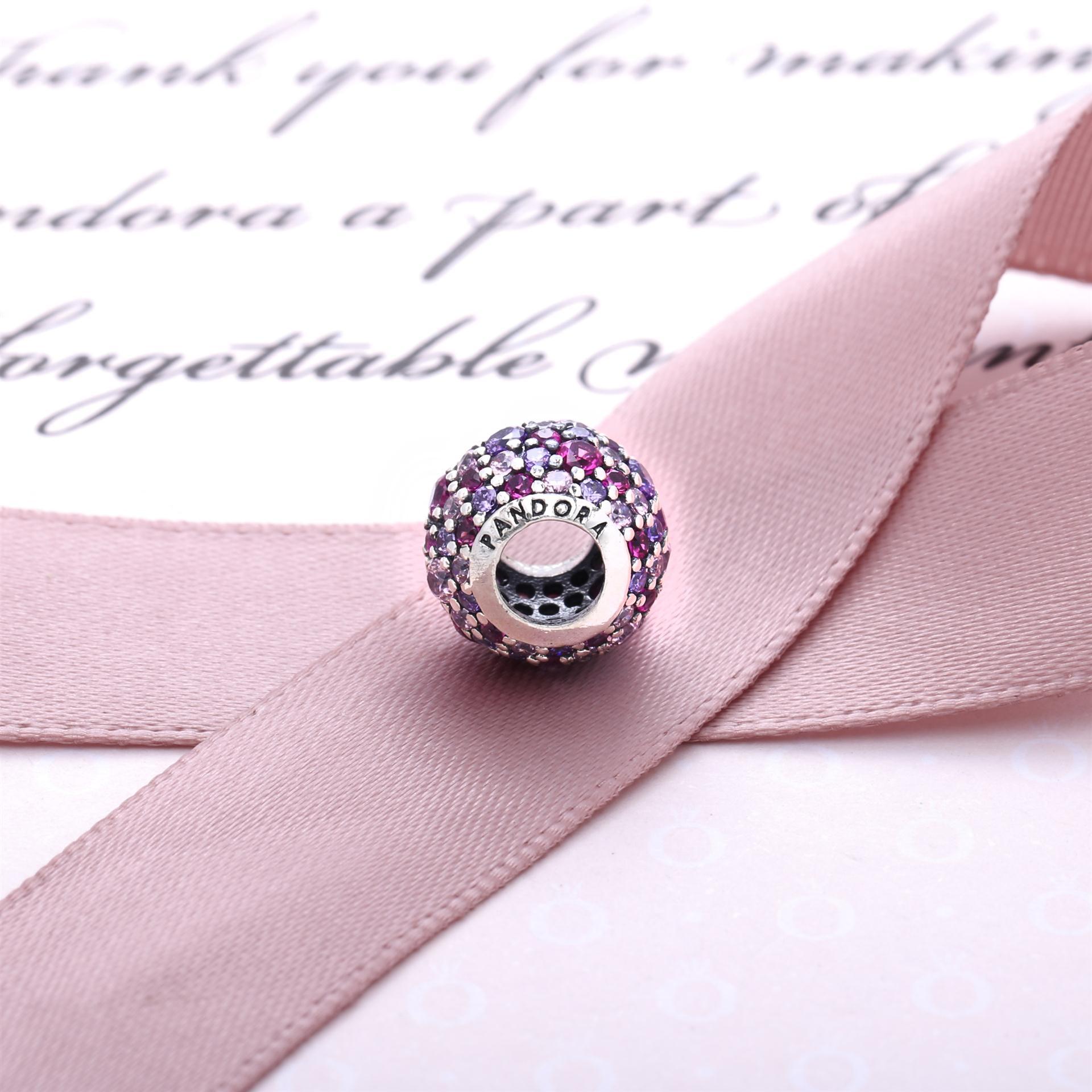 PANDORA Pave Silver Bedel With Mixed Shades Of Pink And Purple Cubic Zirconia - 791261ACZmx