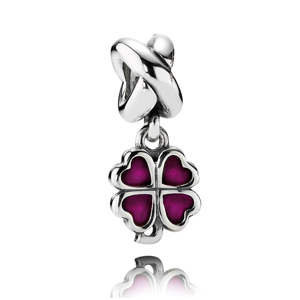 PANDORA Pink Four-Leaf Clover Dangle Bedel - 790572En07