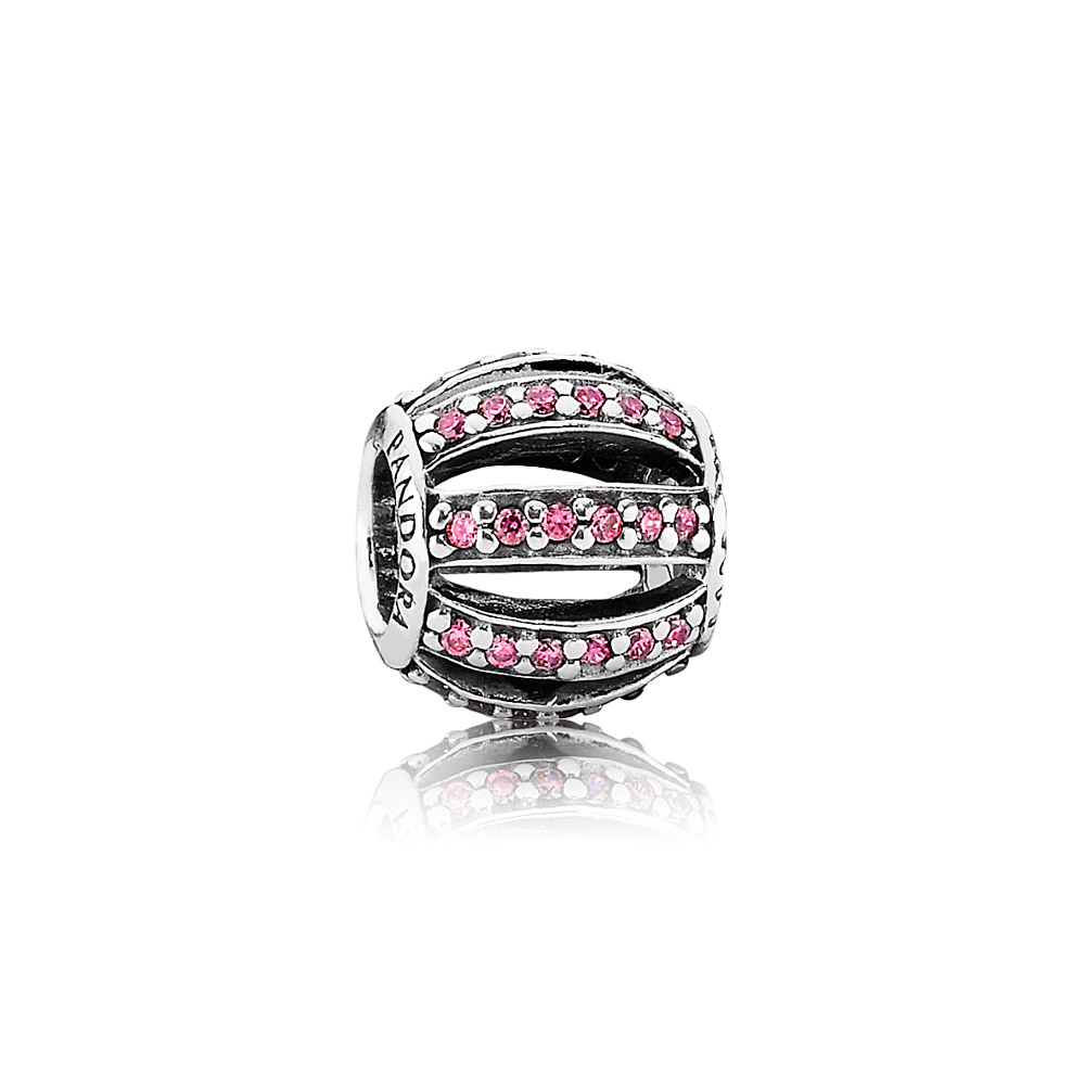 PANDORA Pink Openwork Pavé Barrel Bedel - 791115CZs