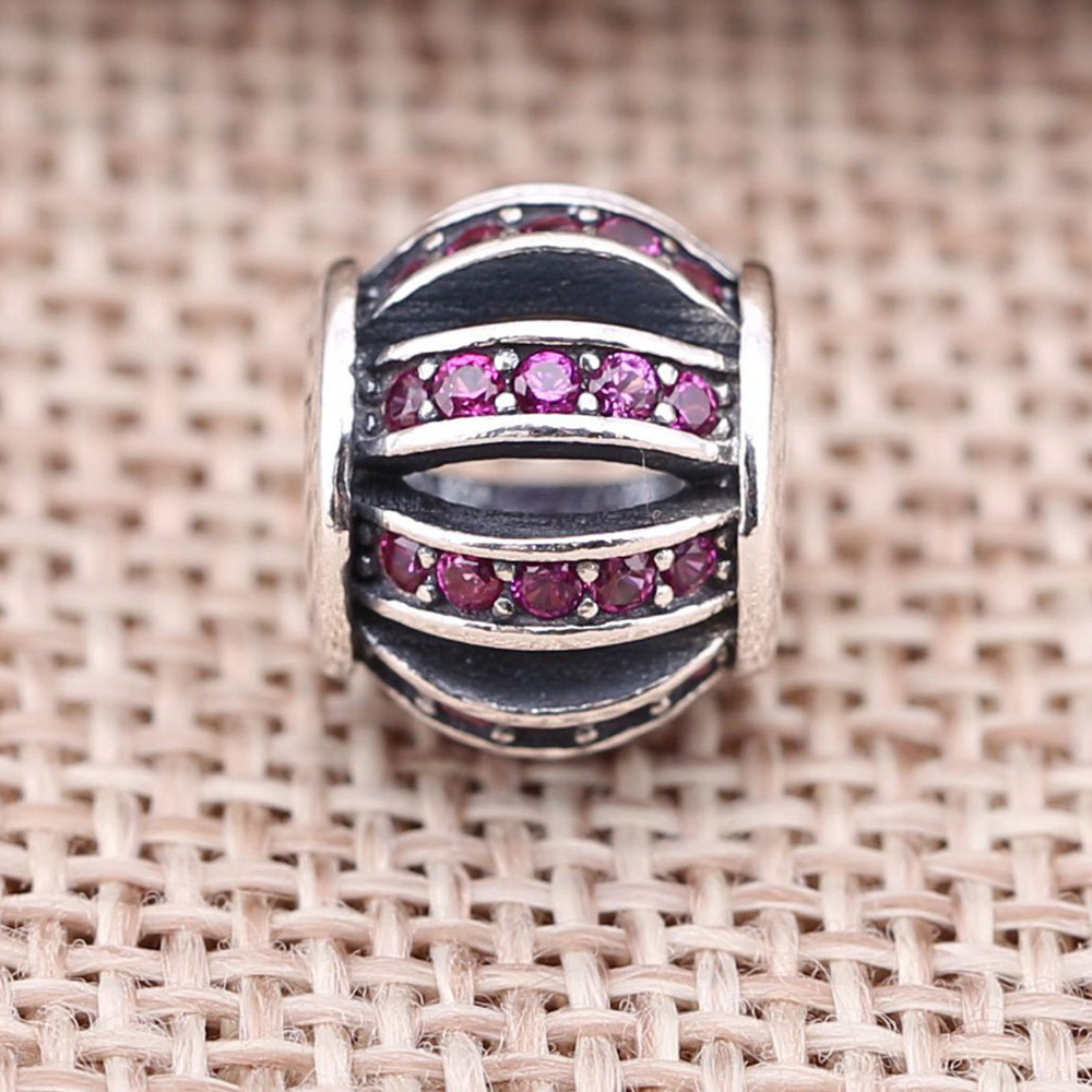 PANDORA Pink Openwork Pavé Barrel Bedel - 791115CZs