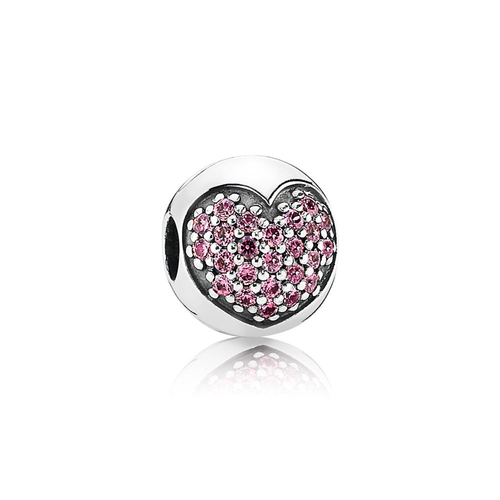 PANDORA Pink Pavé Heart Clip - 791053CZs