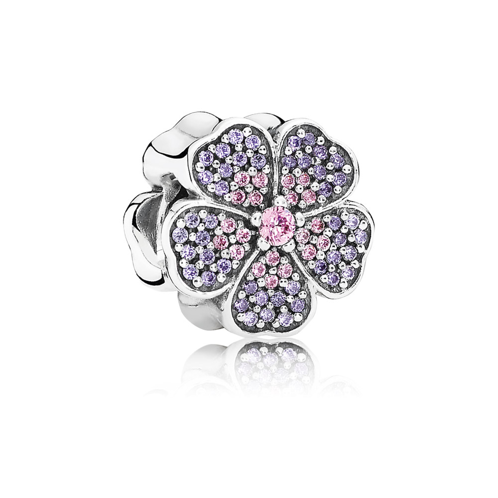 PANDORA Primrose Pave Silver Bedel With Pink And Purple Cubic Zirconia - 791481PCZ