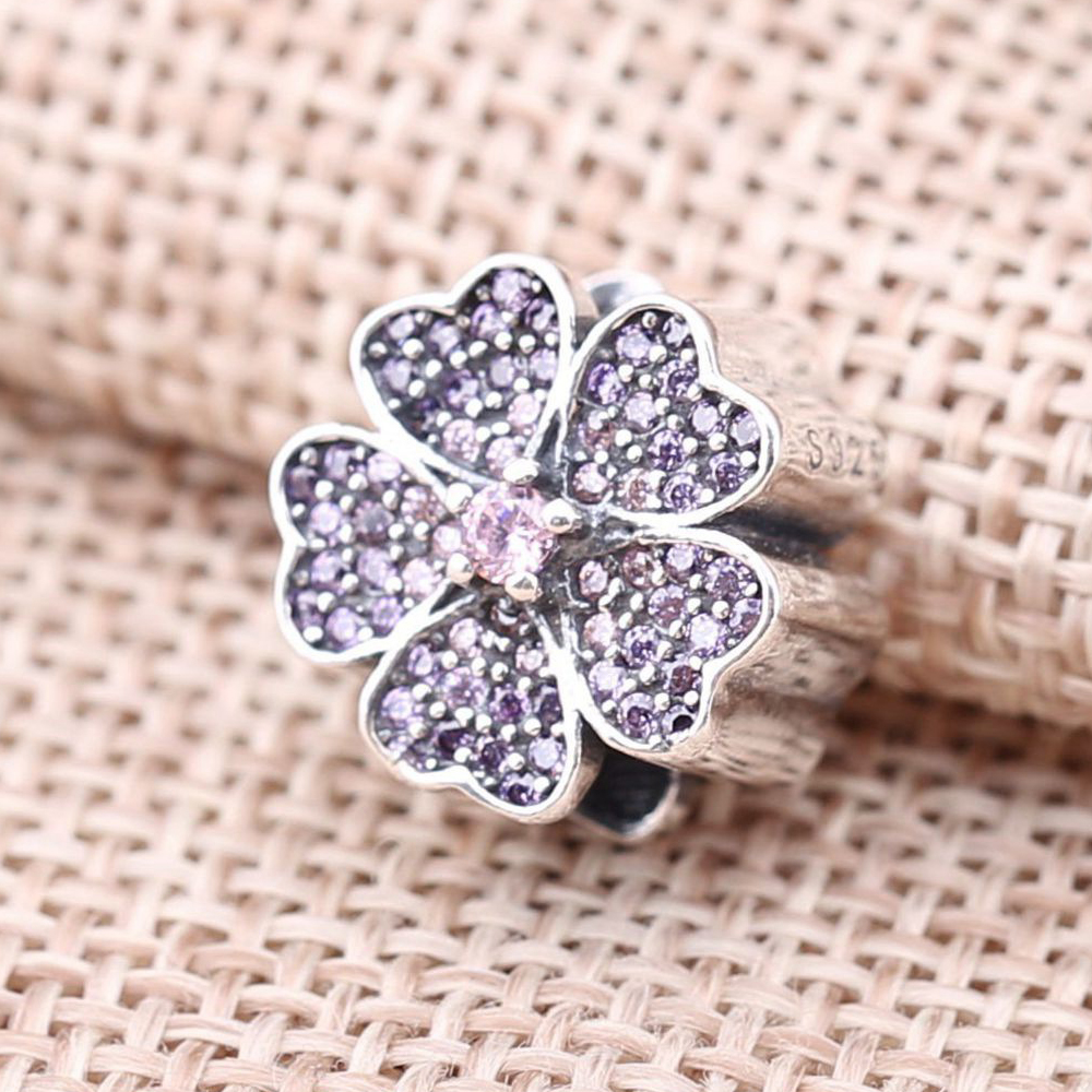 PANDORA Primrose Pave Silver Bedel With Pink And Purple Cubic Zirconia - 791481PCZ