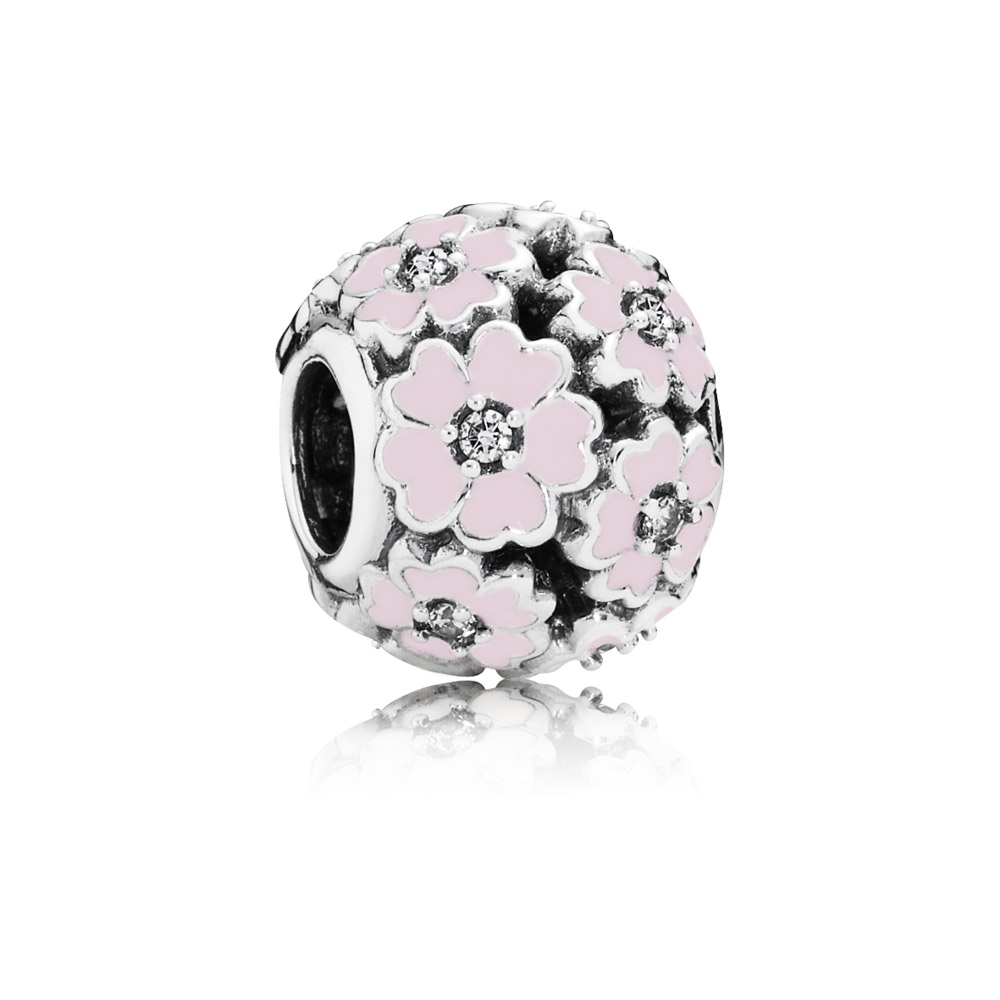 PANDORA Primrose Silver Bedel With Cubic Zirconia And Light Pink Enamel - 791488En68