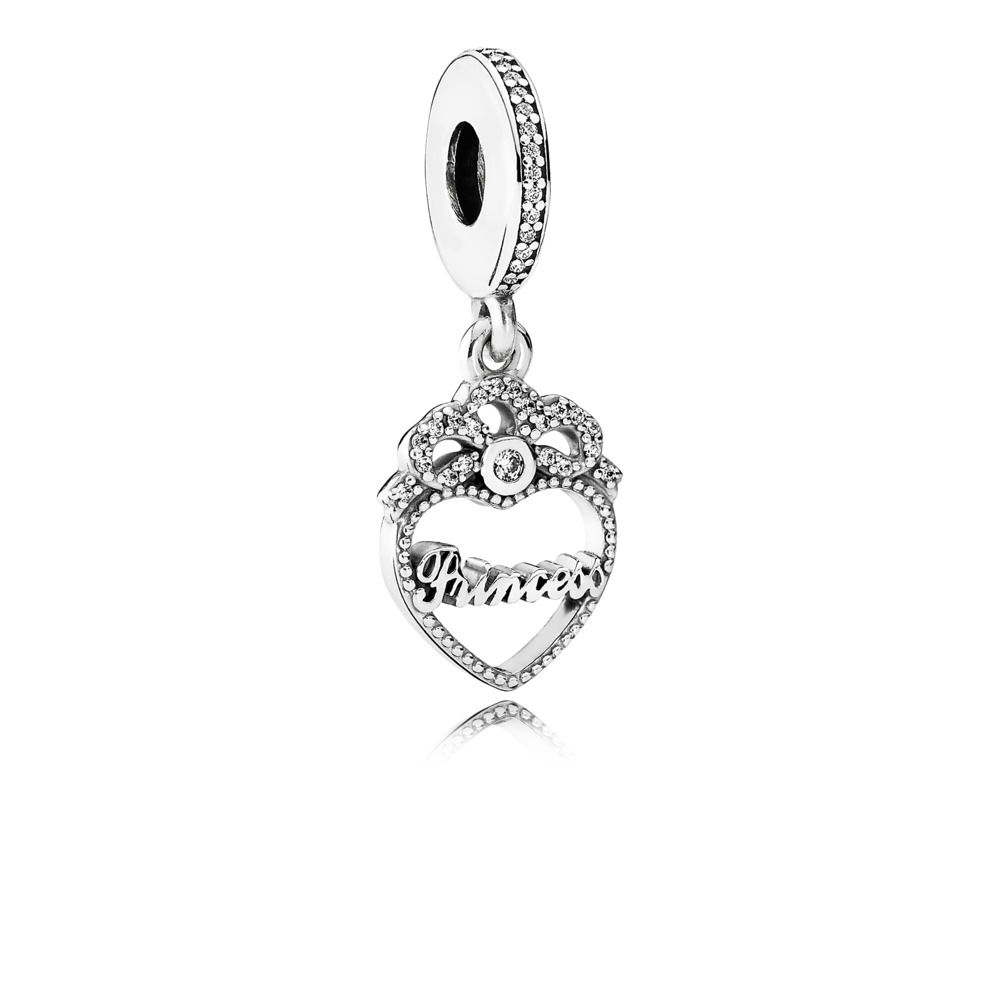 PANDORA Princess Crown Heart Pendant Bedel - 791962CZ