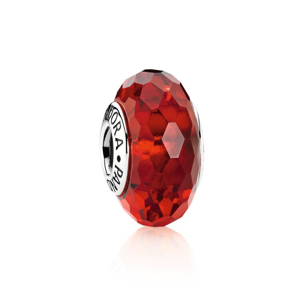 PANDORA Red Faceted Glass Bedel - 791066