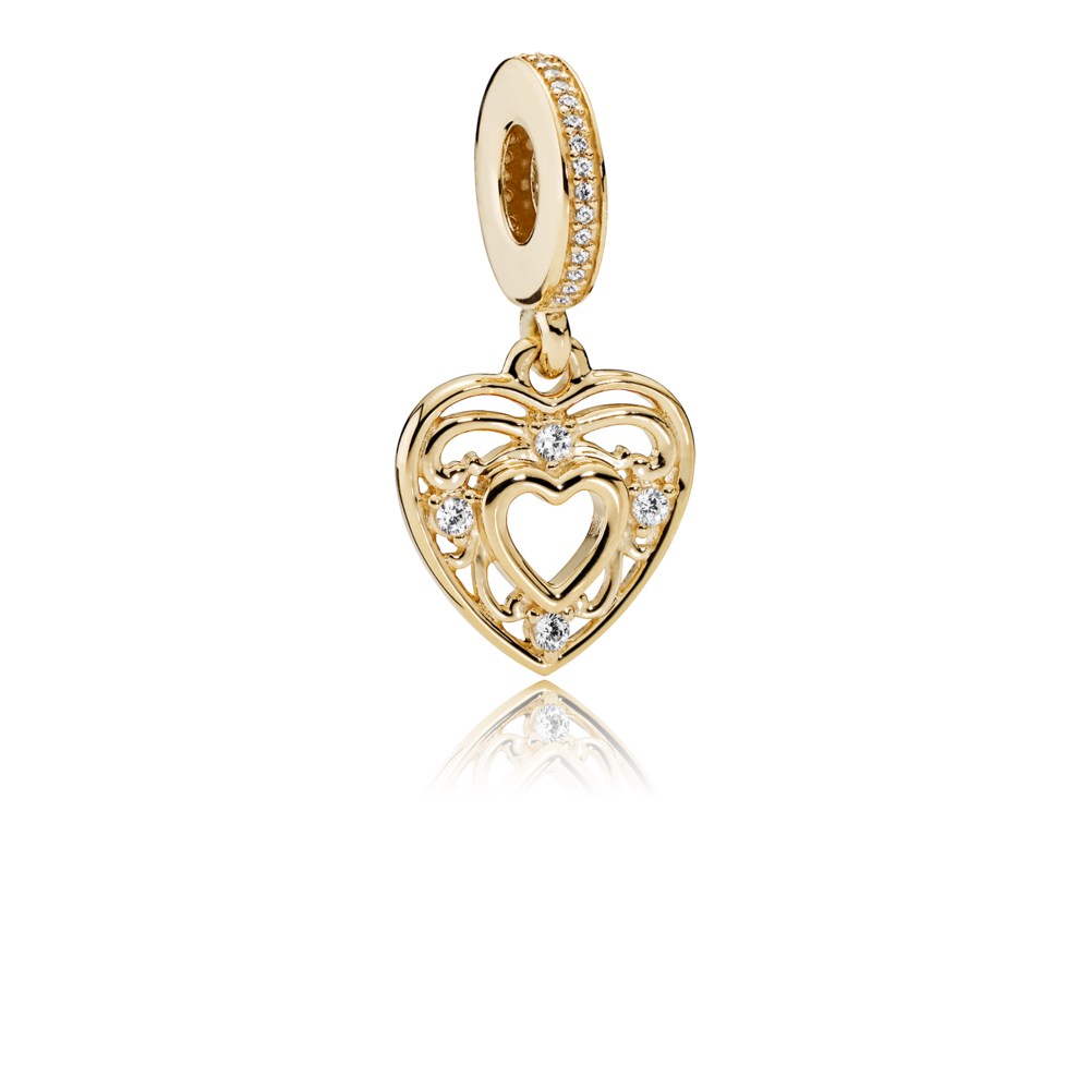 PANDORA Romantic Heart Pendant Bedel - 751001CZ