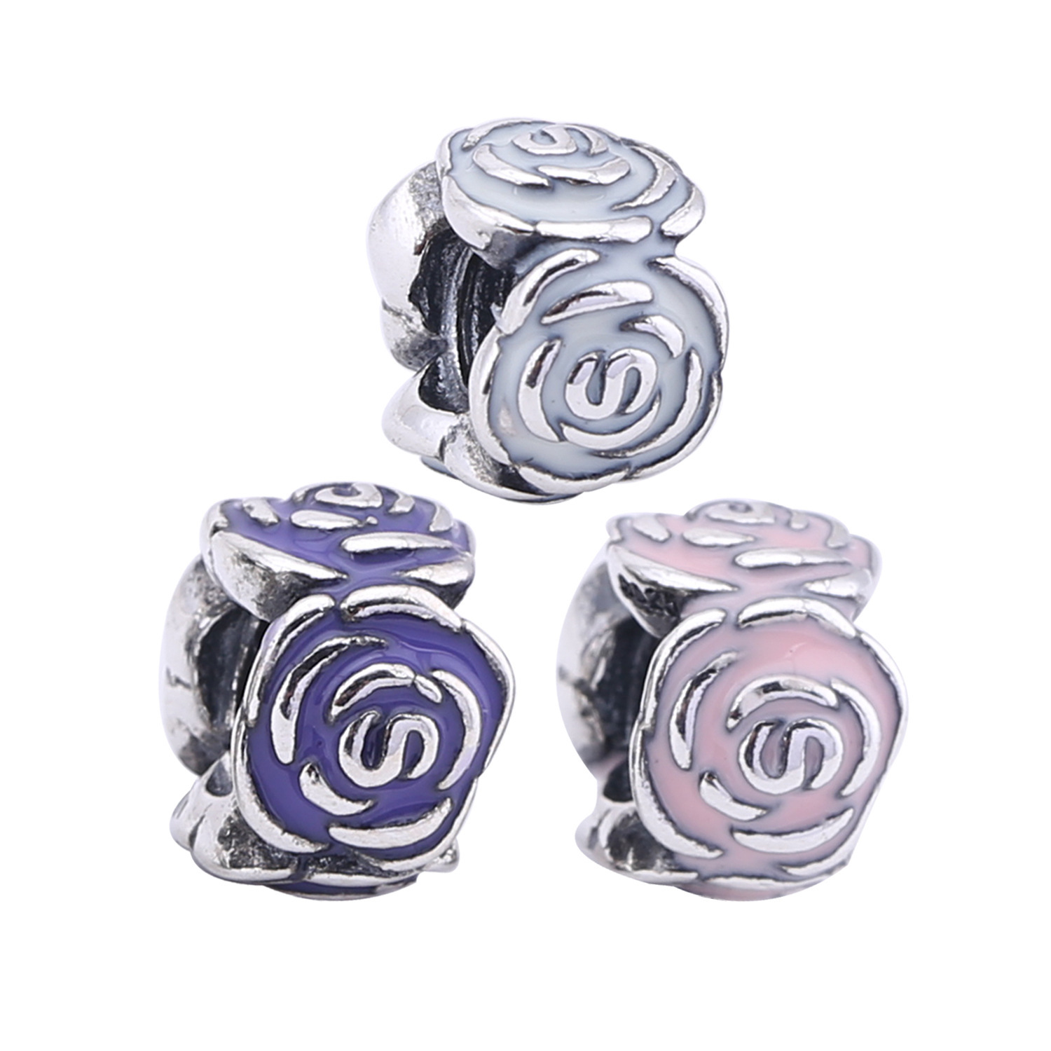 PANDORA Roses Silver Bedel With Pink Enamel - 791291En40