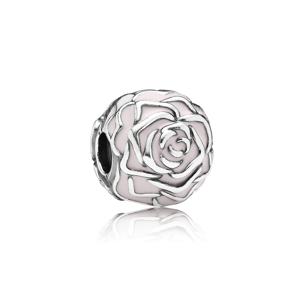 PANDORA Roses Silver Clip With Pink Enamel - 791292En40