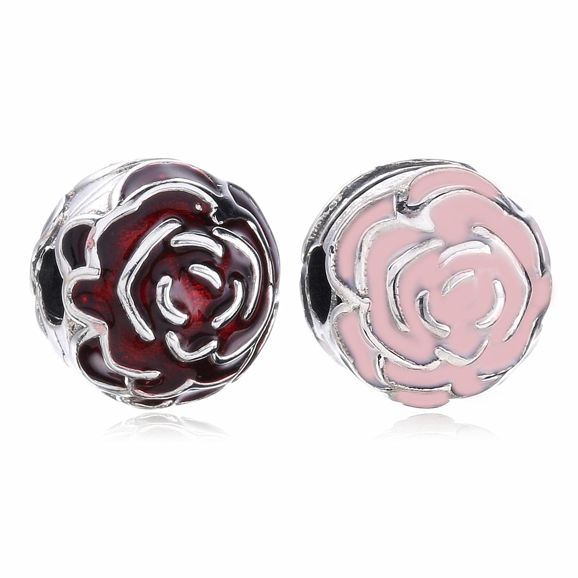 PANDORA Roses Silver Clip With Pink Enamel - 791292En40