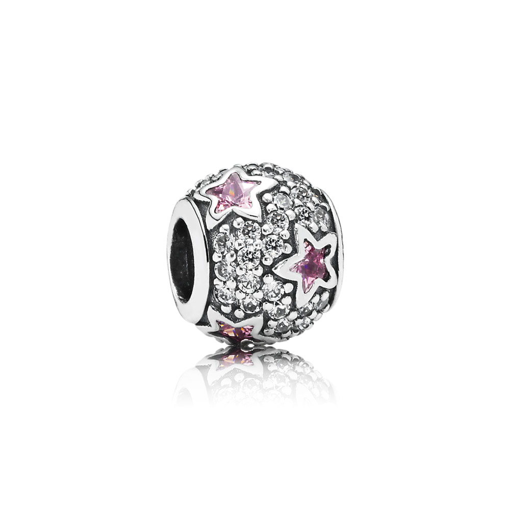 PANDORA Star Pave Silver Bedel With Clear Cubic Zirconia And Pink Cubic Zirconia - 791382PCZ