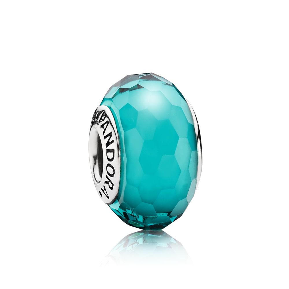 PANDORA Teal Faceted Glass Bedel - 791606