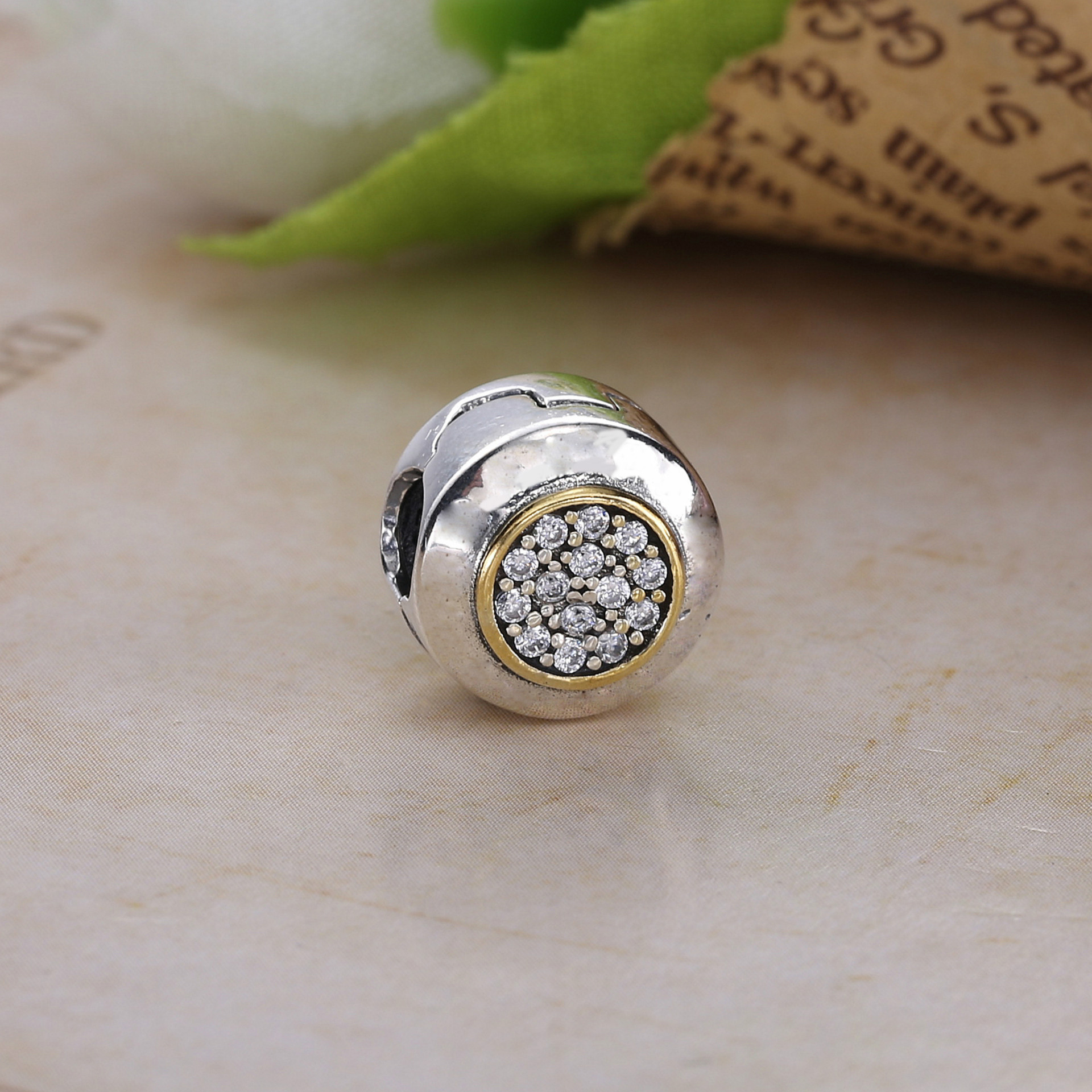 Pandora Zilver En 14K Goud Handtekening Clip 796229CZ