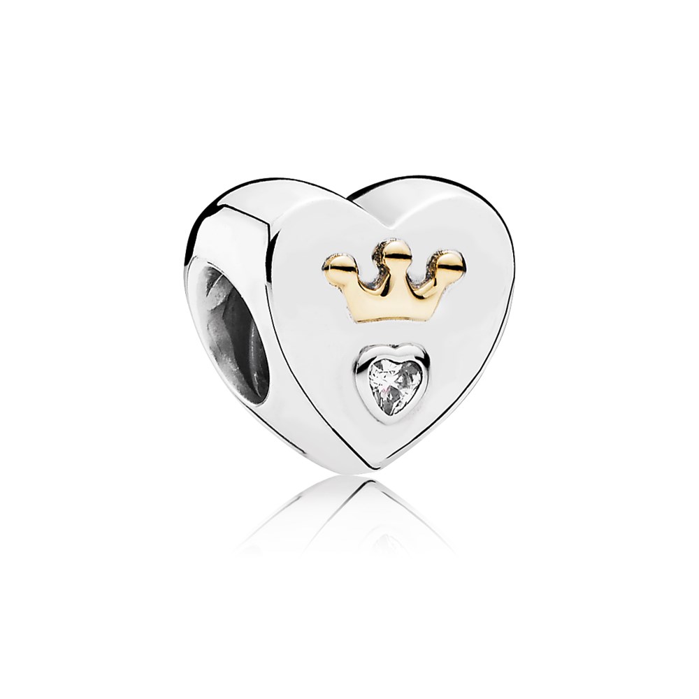 Pandora Zilver En 14K Goud Majestic Heart Bedel 791739CZ