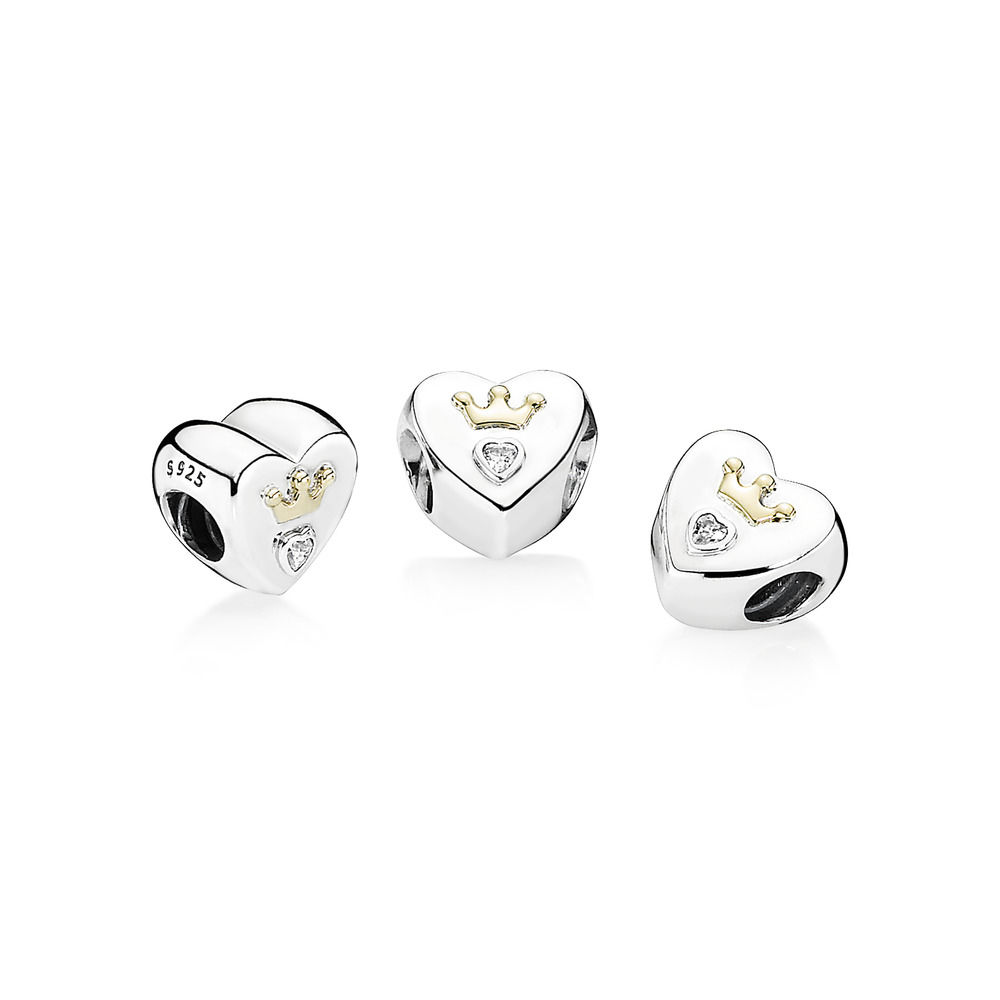 Pandora Zilver En 14K Goud Majestic Heart Bedel 791739CZ