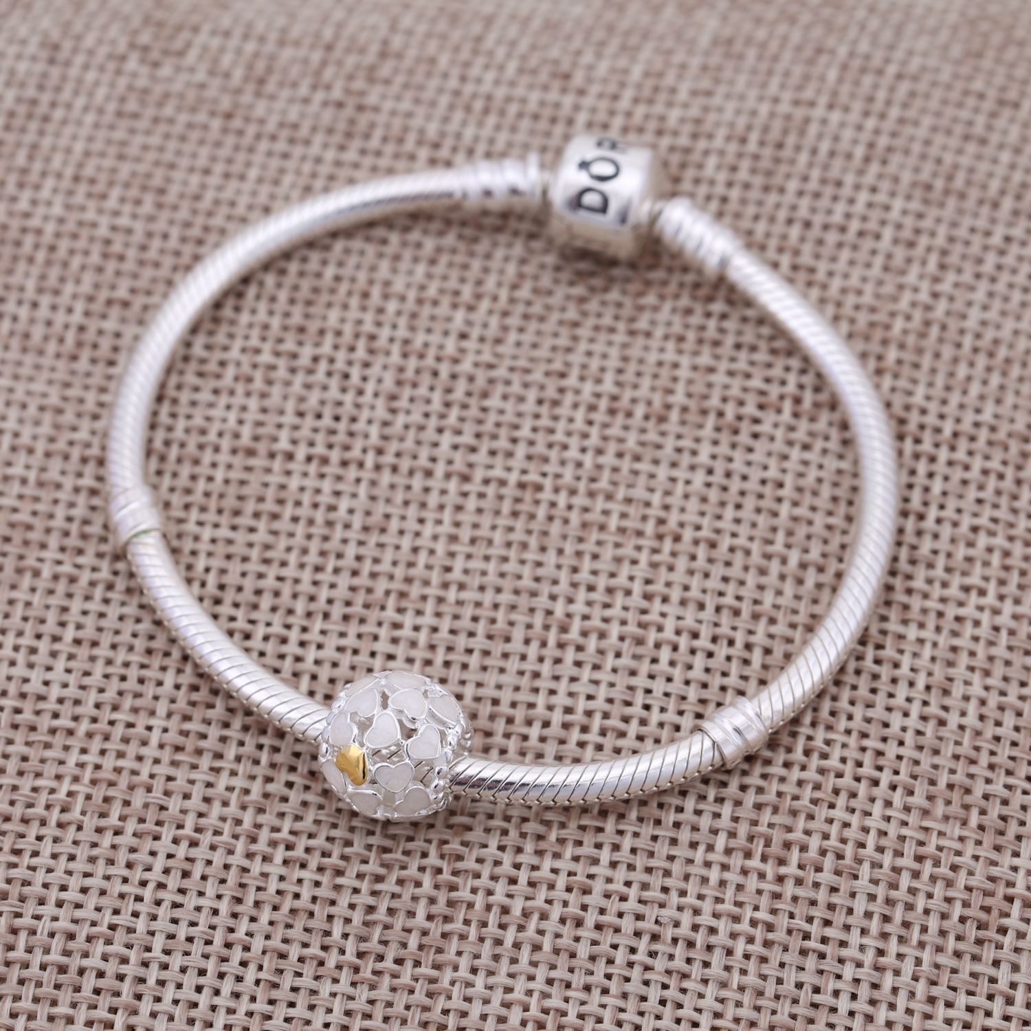 Pandora Zilver En 14K Goud Overvloed Van Liefde Bedel 791283En23