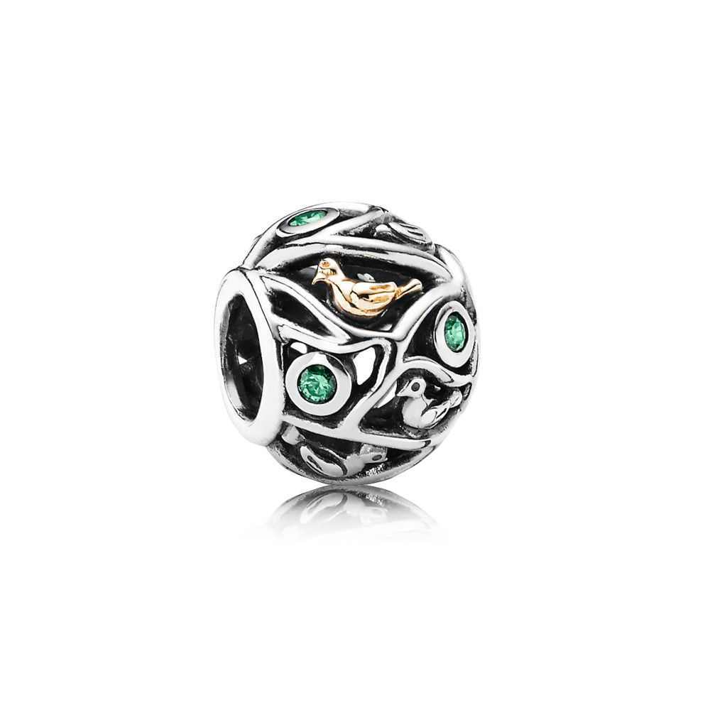 Pandora Zilver En 14K Goud Vogels & Takken Bedel 791213CZn