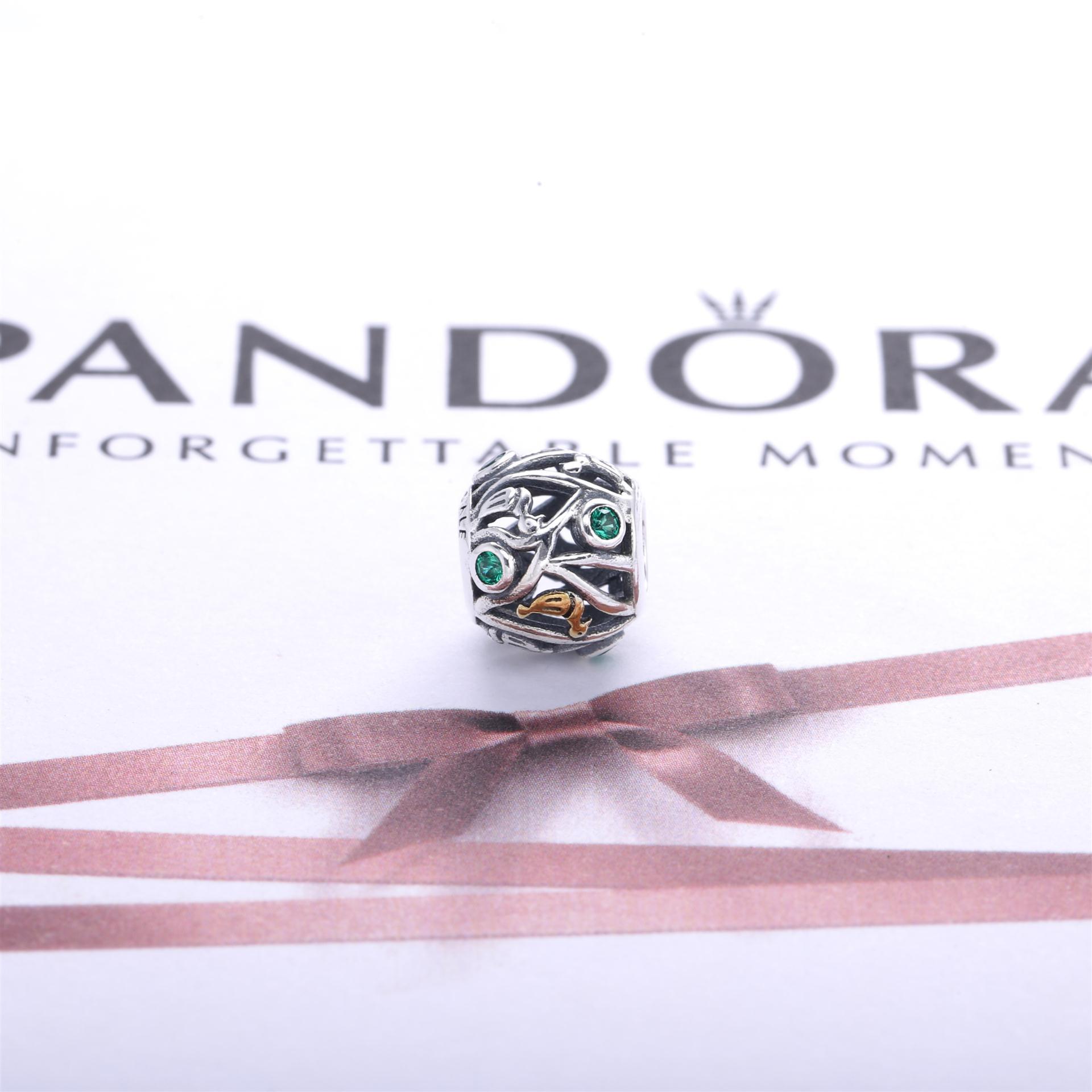 Pandora Zilver En 14K Goud Vogels & Takken Bedel 791213CZn