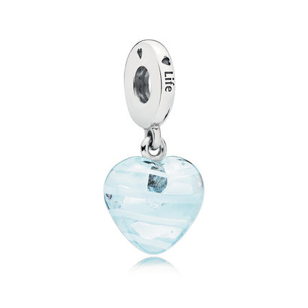 Pandora Zilveren Blauw Lint Hart Hangende Bedel 797142