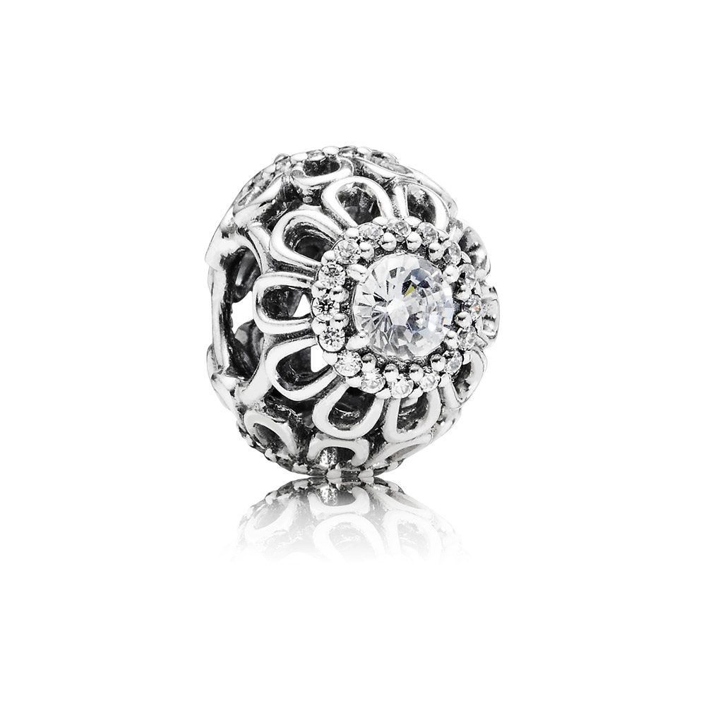 Pandora Zilveren Bloemen Schittering Openwork Bedel 791260CZ