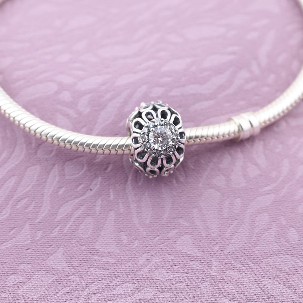 Pandora Zilveren Bloemen Schittering Openwork Bedel 791260CZ