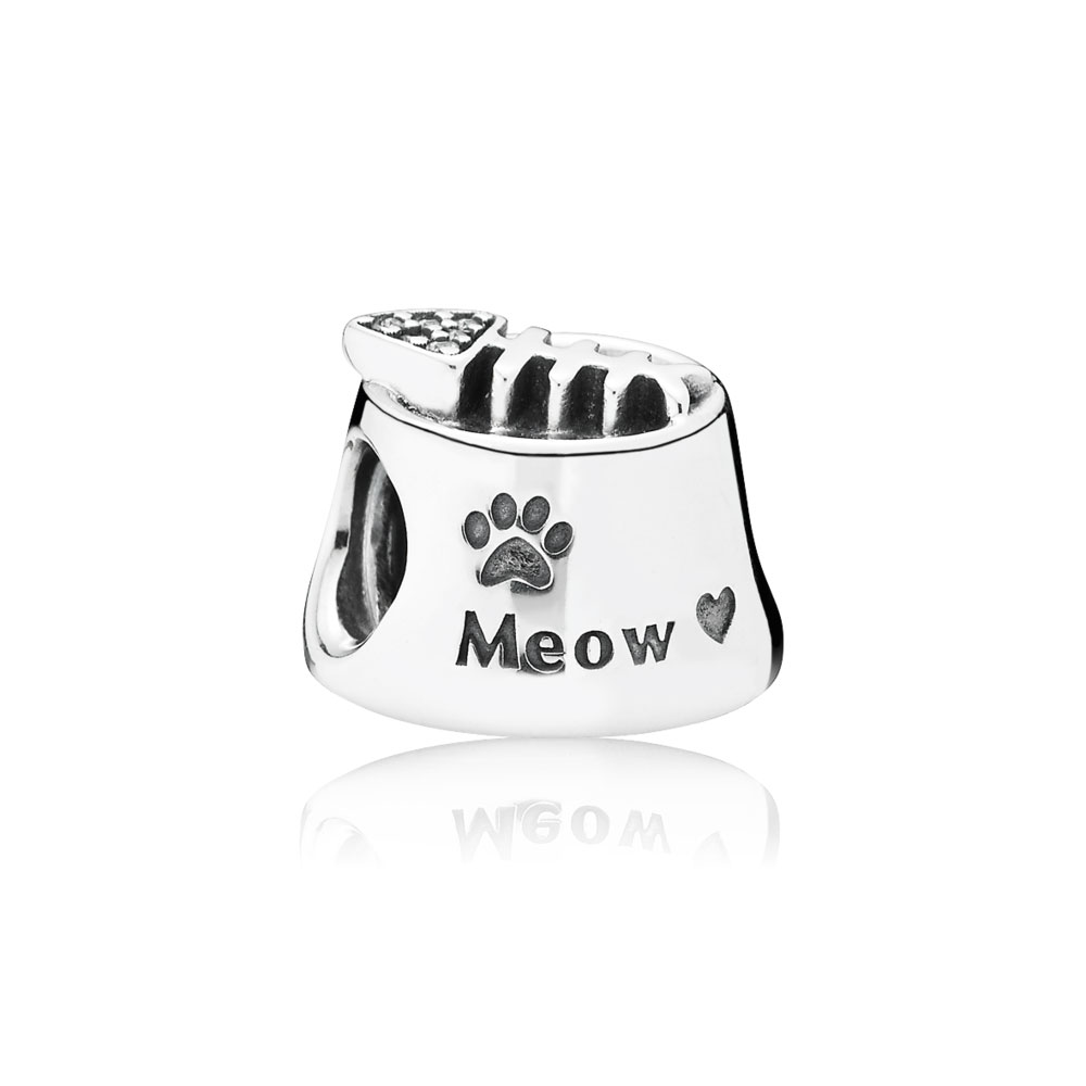 Pandora Zilveren Cat Bowl Bedel 791716CZ