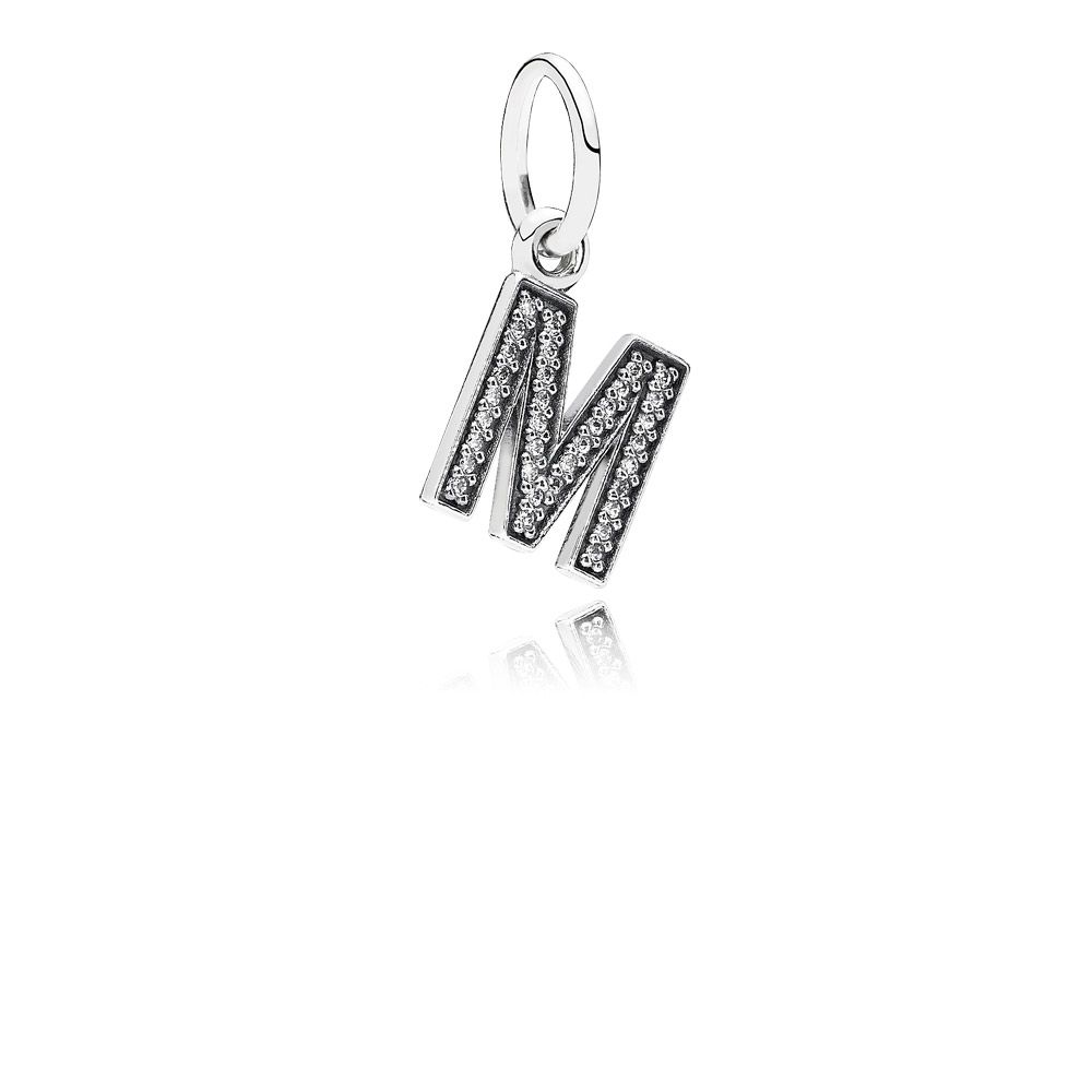 Pandora Zilveren Letter M Hangende Bedel 791325CZ